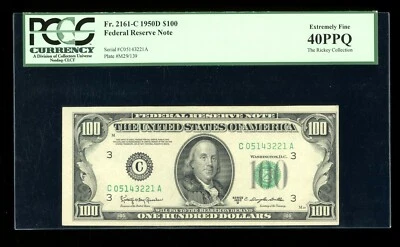 DBR 1950-D $100 FRN Philadelphia Fr. 2161-C PCGS XF-40 PPQ Serial C05143221A - Image 1 of 2