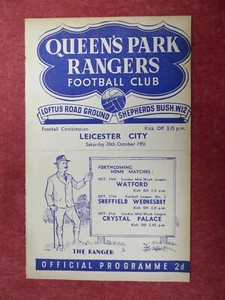 QPR v LEICESTER CITY | 1951/1952 | RESERVAS | 20 OCT 1951 | UK FREEPOST - Imagen 1 de 3
