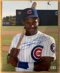 FOTO AUTOGRAFIADA DE SAMMY SOSA CHICAGO CUBS FIRMADA 11X14 BECKETT BAS MLB - Imagen 1 de 3
