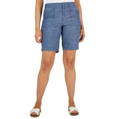 Karen Scott Women's Mid Rise Blue Chambray Shorts NWT - Image 1 of 4