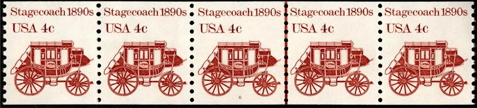 US Stamp Scott # 1898Ae Tagging Omitted Error Plate Number 6 Strip of 5 Mint NH - Image 1 of 1