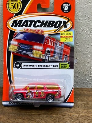 Vintage Matchbox #8 Chevrolet Suburban Fire ~ 2001 Mattel 50 yr. Series ~ New OS - Image 1 of 4