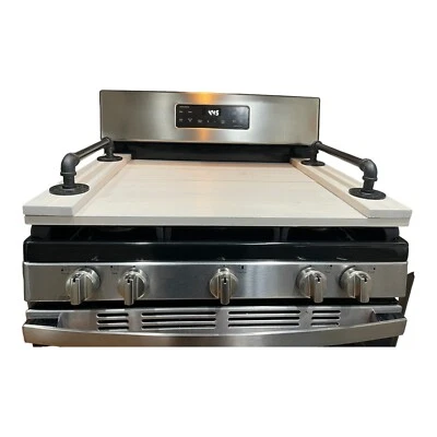 Cubierta superior de estufa industrial de madera hecha a mano bandeja para servir manijas de pipa Foto 1 de 4