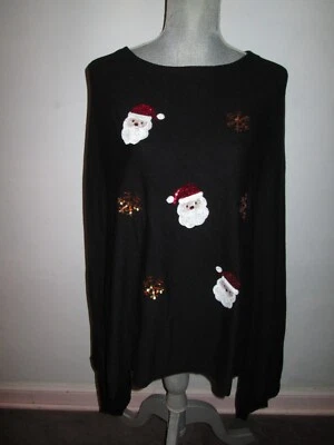 Poncho VICTORIA HARBOUR Navidad Papá Noel + Copo de Nieve Lentejuelas Negro Tejido Talla Única Foto 1 de 4