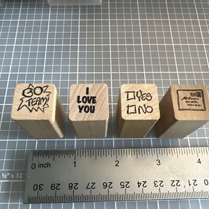 4x TooMuchFun Wood Mounted Rubber Stamps By Kate Darnell, Words Letter Theme - Picture 1 of 2