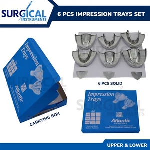 New 6 Metal Dental Impression Trays set Solid Upper & Lower Denture Instruments - Picture 1 of 12