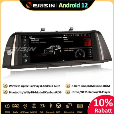 10.25" Android 13 Autoradio GPS Navi für BMW 5er F10/F11 NBT CarPlay DAB+4G Wifi - Bild 1 von 4