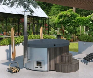 Hot Tub Badebottich Badefass Badezuber ø200cm Holzofen *AKTION - ALL-IN PAKET* - Bild 1 von 12