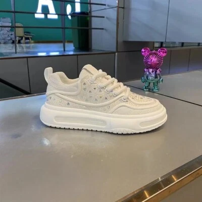 New Men Trendy Charm Rhinestones Thick Bottom Vulcanization Sneakers Flats Shoes - Image 1 of 4