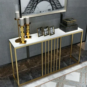 1M/1.2M Modern Hallway Accent Entrance Table Marble Console Table w/ Metal Frame - Picture 1 of 16