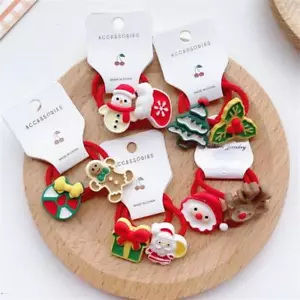 Juego de 2 nuevas bandas elásticas para el cabello de Navidad muñeco de nieve alce dibujos animados cuerda para el cabello de goma - Imagen 1 de 13