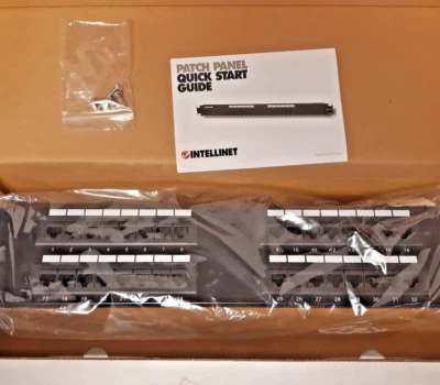 INTELLINET 32 Cat 5e Patch Panel Network Rack Mount,  Black New in Box - Image 1 of 4