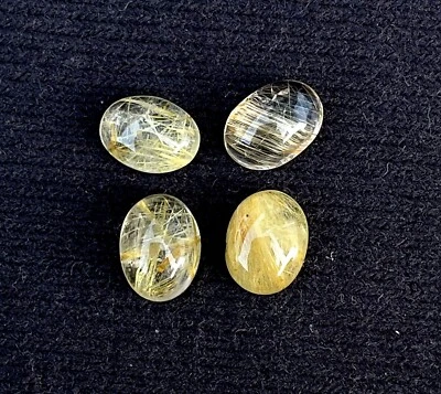 Natural Golden Rutilated Quartz Oval Cabochon, Loose Gemstone 8x6 MM, 4 Pieces - Image 1 of 4