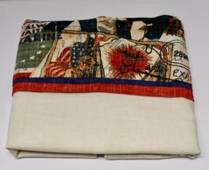 Handgefertigter Kissenbezug cremeweiß patriotisch WWII Ära USA Militärdruck Standard - Bild 1 von 10