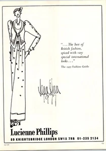 PRINT AD 1977 Lucienne Phillips British Fashion Sketch Jeans Muir UK 8,5 x 11 - Bild 1 von 1
