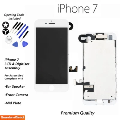 QUANTUM DIRECT iPhone 7 Retina LCD Digitiser Touch Screen Full Assembly with Parts - WHITE