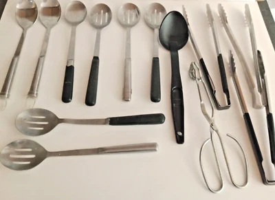 Lote de 13 cucharas ranuradas de acero inoxidable para restaurante delicatessen buffet Foto 1 de 4