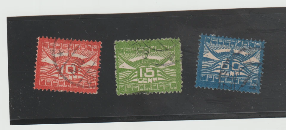 Netherlands Scott #C1-C3, used. Michel 102-104. Air Post 1921. Stylized Seagull. - Image 1 of 1