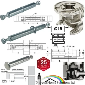 HAFELE MINIFIX Ø15mm CERRADURAS DE LEVA + PERNOS ESPECIALES CLAVIJAS PARA AGUJEROS DE 8mm, muebles - Imagen 1 de 12