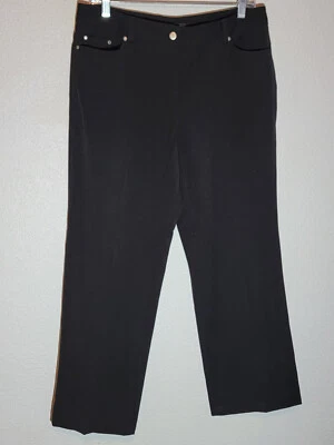 Grace Elements Pantalón de Vestir Mujer 10p Relajado Recto Elástico Frente Plano Negro Foto 1 de 4