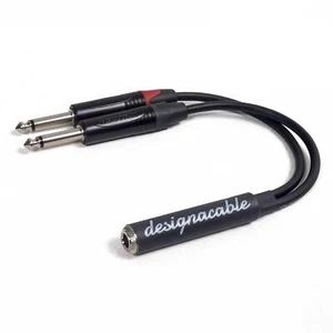 6.35mm TRS Socket to 2x 6.35mm TS Mono Jacks Stereo Splitter, L and R Adaptor - Picture 1 of 1