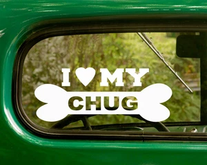 2 I LOVE MY CHUG DOG BREED STICKERs Decal Car Bumper RV Truck Laptop Window - Bild 1 von 1