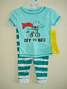Boys 2 Piece Pajama Set Off To Bed Sizes 12 Months -4T - Picture 1 of 2