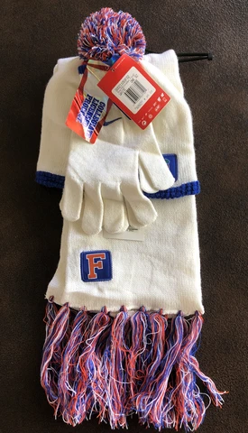 Florida Gators Scarf & Glove Set White ONE SIZE UNISEX Authentic 00021105XFG2 Cover