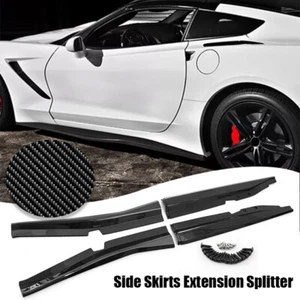 For 2014~2019 14~Up Corvette C7 Stingray Side Skirts Z06 Style ABS Carbon Fiber - Picture 1 of 11