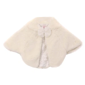 IVORY Size M Girls Poncho Fur Coat Sweater Bolero Jacket - Picture 1 of 1