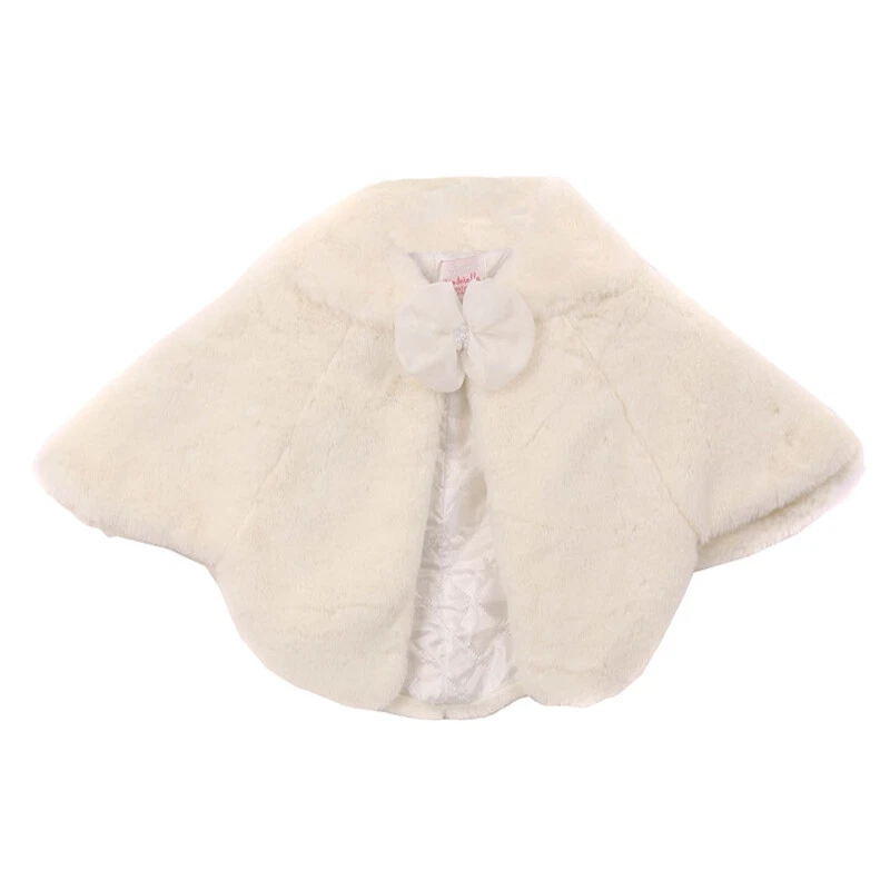 IVORY Size M Girls Poncho Fur Coat Sweater Bolero Jacket - Image 1 of 1