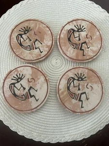 Set 4 sottobicchieri Thirstystone arenaria e sughero Kokopelli Southwestern Hopi - Foto 1 di 5