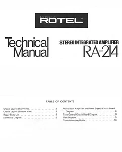 Service Manual-Anleitung für Rotel RA-214  - Bild 1 von 1