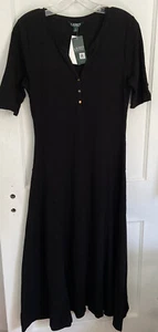 LAUREN RALPH LAUREN Black Long Maxi Dress Minimalist Size Large - Picture 1 of 19