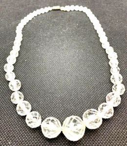 Antique Art Deco Rock Crystal Necklace Graduated and Faceted - Picture 1 of 8