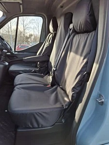 Fundas de asiento plegables delanteras negras impermeables a medida para Nissan Interstar 2024+ - Imagen 1 de 2