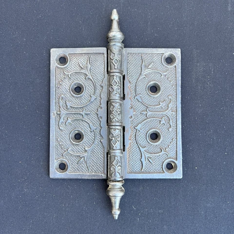 Antique Cast Iron Ornate Victorian Door Hinge 5”x5” Cover