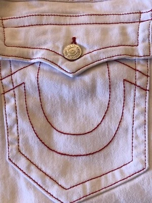 TRUE RELIGION RICKY RELAXED STRAIGHT WHITE MEN’S JEANS SIZE 32W  32L - Image 1 of 4