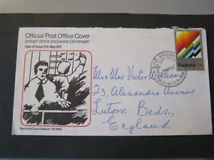 AUSTRALIA FDC 5 MAY 1971 SYDNEY STOCK EXCHANGE HANDWRITTEN ADDRESS - Picture 1 of 1