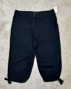 H&M Capri Pants Women's 14 Black Crop Cinch Leg Mid Rise Casual Utility NWT - Picture 1 of 11