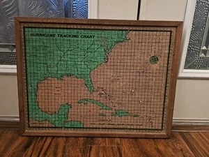 Vintage 1978 Ghent Hurricane Tracking Chart-Push Pin Cork Board-Framed, Very... - Picture 1 of 9