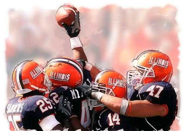 Impresión artística de Rose Bowl de fútbol americano de Fighting Illini Illini Illinois Foto 1 de 1