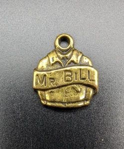 Vintage Mr Bill Sportswear Metal Zipper Pull c1980 Gold Plated Copper - Picture 1 of 3