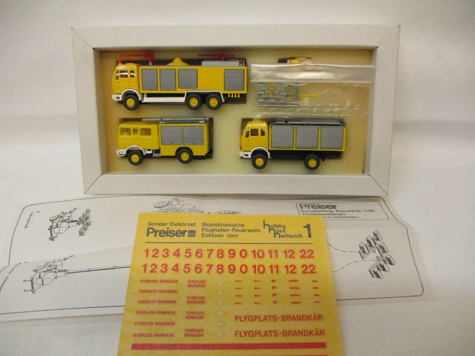 x-93319	Roskopf 1:87 Flughafen-Feuerwehr Set gelb sehr guter Zustand, - Bild 1 von 1