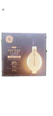 GE Vintage Style AMBER GLASS Warm Candle Light Dimmable Bulb 40 Watt #BT56. - Image 1 of 4