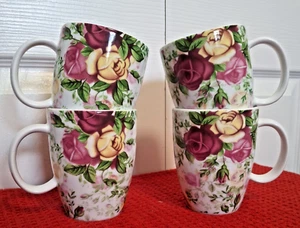 ROYAL ALBERT COUNTRY ROSE CHINTZ Coffee Cup Tea Mug ENGLAND SET of 4 - Picture 1 of 8