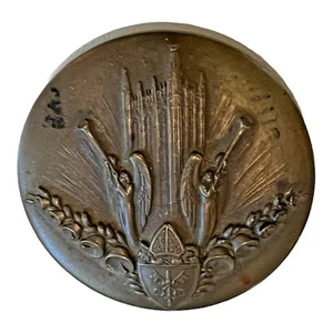 VINTAGE WASHINGTON CATHEDRAL MEDAL HEAVY BRONZE ART DECO WASHINGTON DC ANGELS - Picture 1 of 2