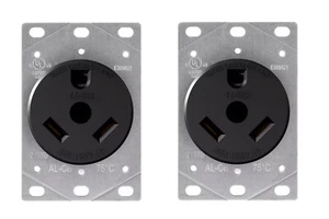 Paquete de 2, 30 amperios 120 voltios, toma de corriente de montaje empotrado NEMA TT-30R, negro - Imagen 1 de 8