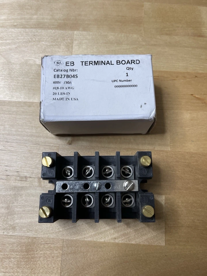 GE EB27B04S Terminal Block 600V 30A 4-Pole 10-32 AWG NEW - Image 1 of 1