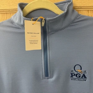 Maglione Peter Millar Perth 2025 PGA Championship 1/4 zip S quaglia cavo $150 - Foto 1 di 11